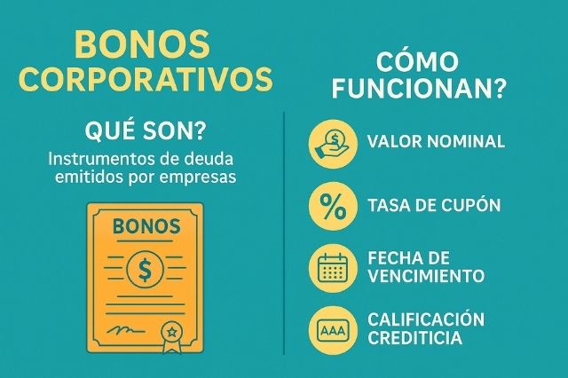 Gráfico educativo sobre qué son y cómo funcionan los bonos corporativos