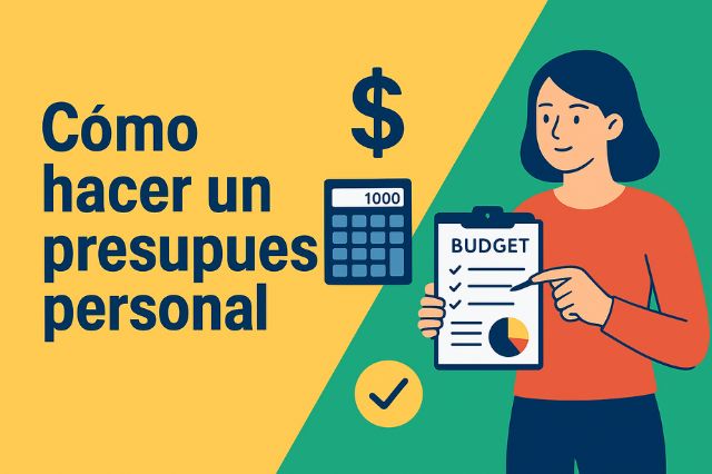 Ilustración digital en estilo flat con iconos de dinero, calendario y gráficos, representando la organización financiera. Imagen para el artículo Cómo hacer un presupuesto personal.
